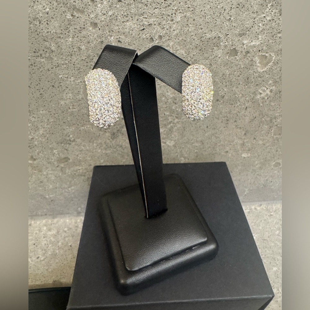 Vintage Elegant Silver Tone Crystal Earrings